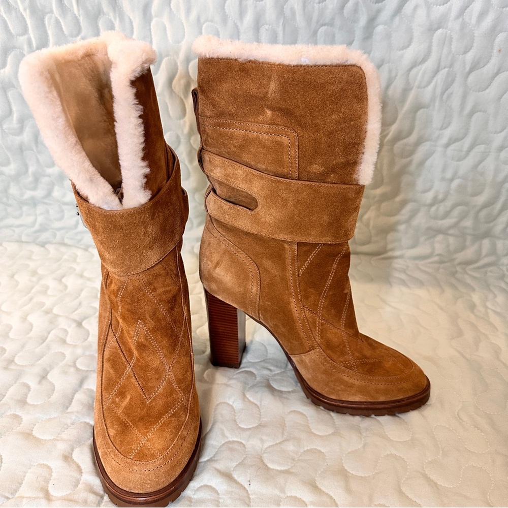 Sigerson Morrison Evanlee‎ Dyed Shearling Suede Boots 7.5 Brand New - Picture 15 of 15